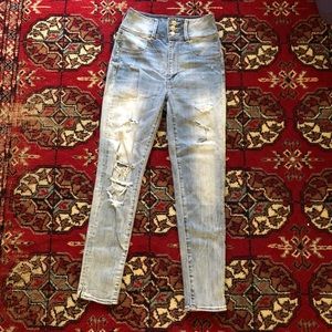 American eagle high rise ripped denim jeans